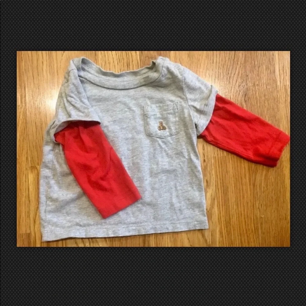 baby GAP 12-18 Months Gray/Red Brannan Bear Top